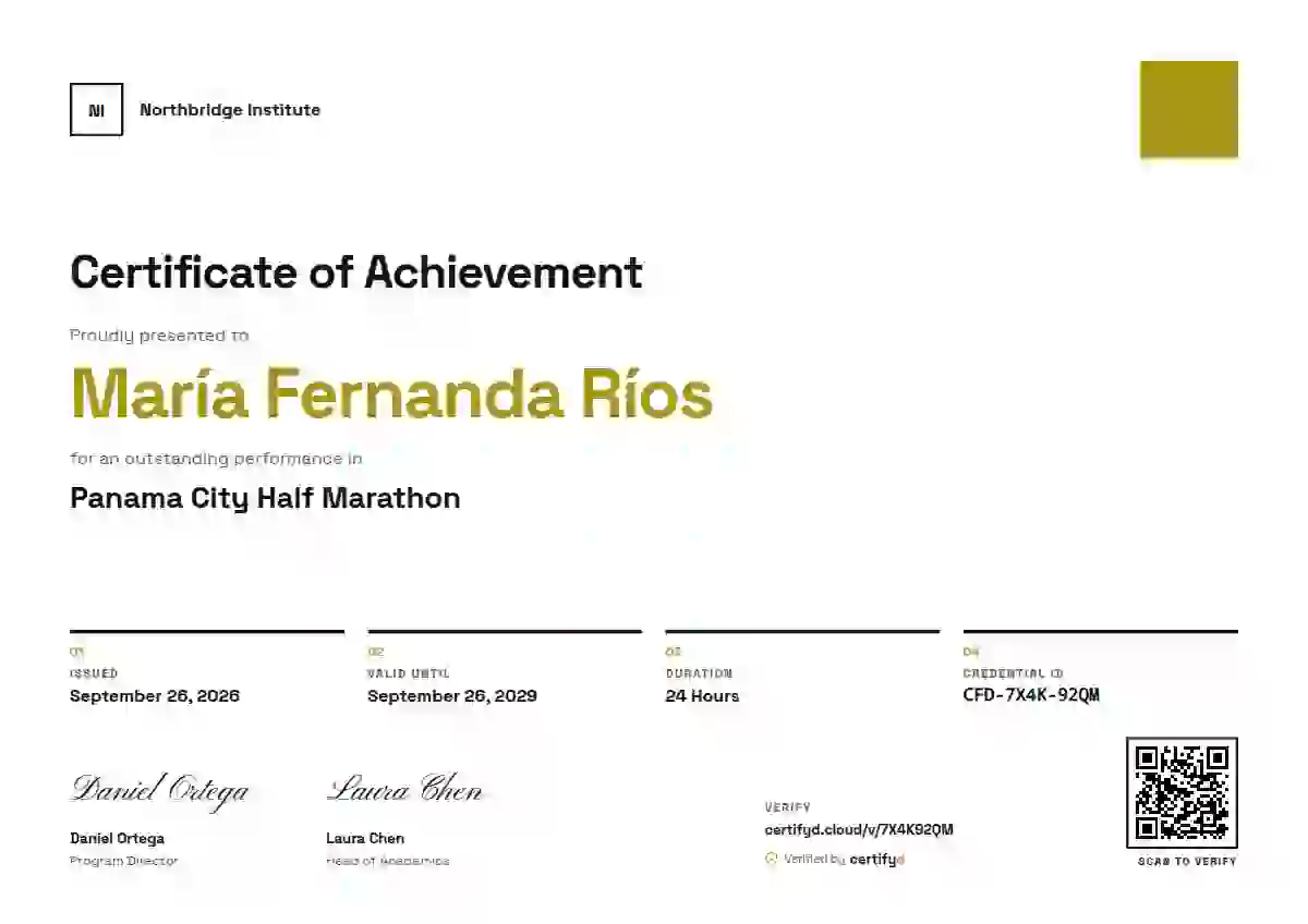 Plantilla de certificado Swiss Grid Marigold de deportes