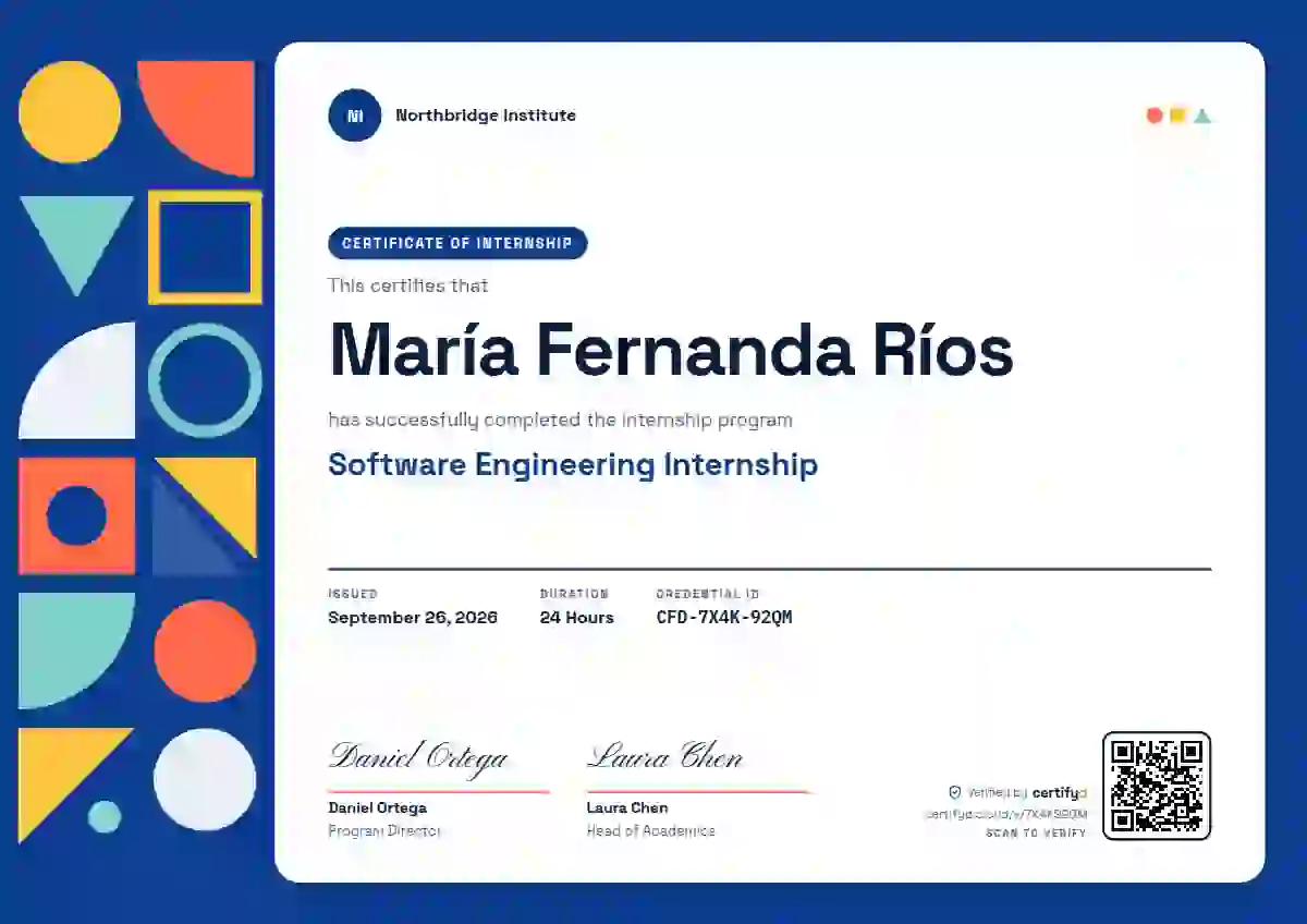 Geometric internship certificate template