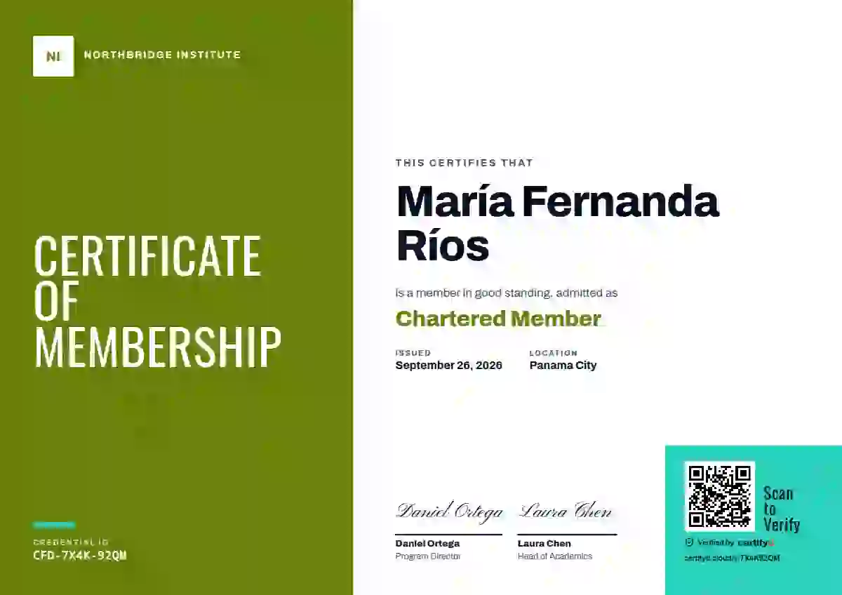 Color Block Lime membership certificate template