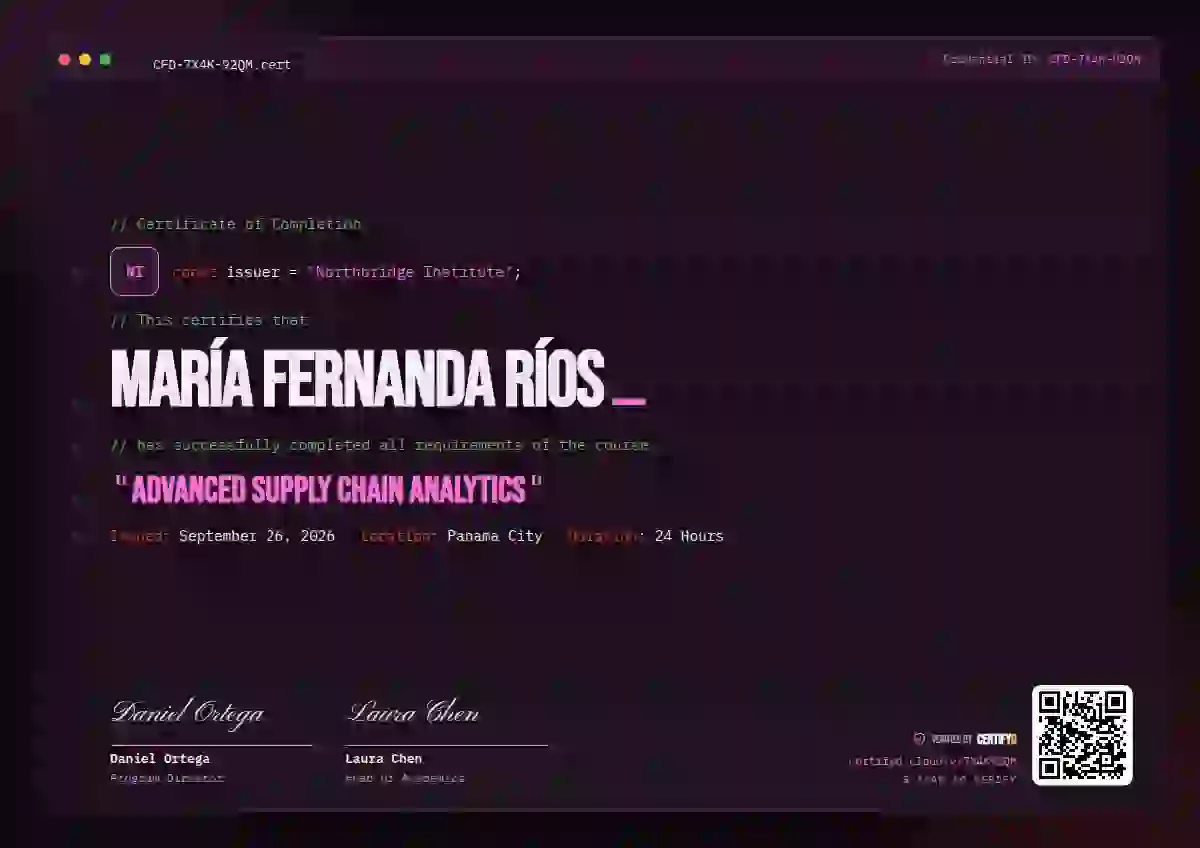 Tech Mono Magenta course completion certificate template