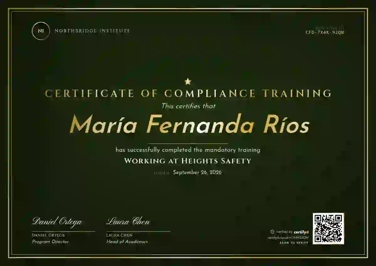 Plantilla de certificado Luxury Foil Fern de cumplimiento y seguridad