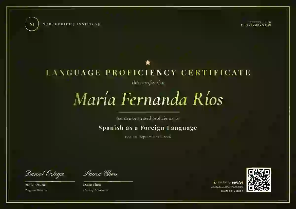 Luxury Foil Lime language proficiency certificate template
