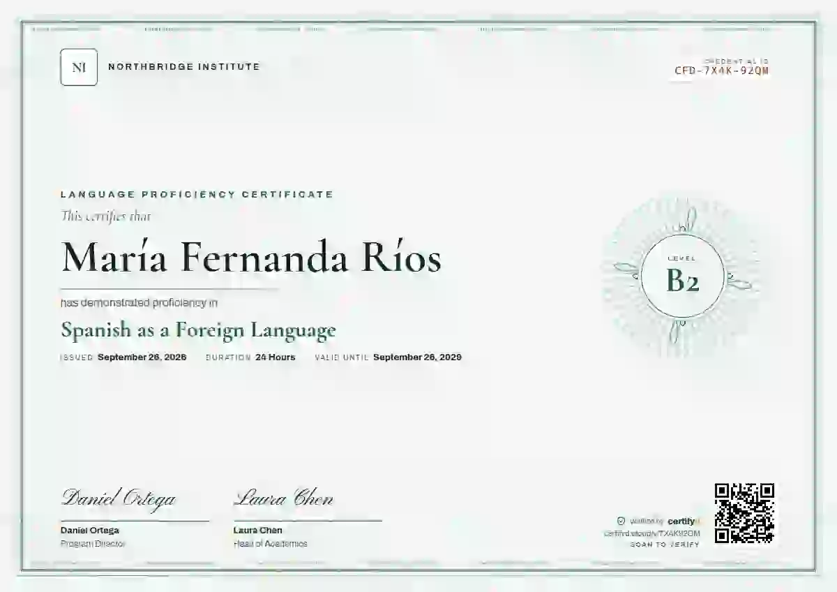 Guilloche language proficiency certificate template