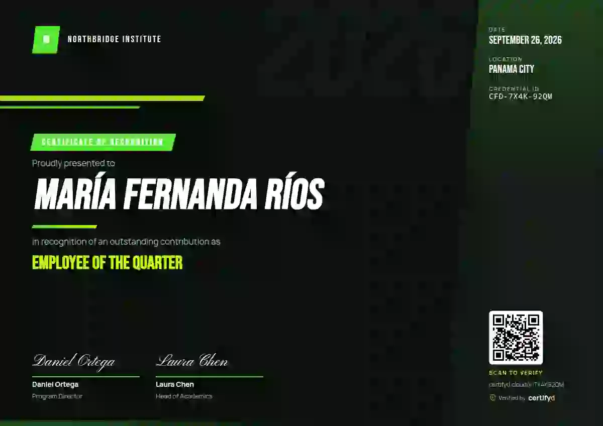 Plantilla de certificado Sports Dynamic Fern de reconocimiento a colaboradores