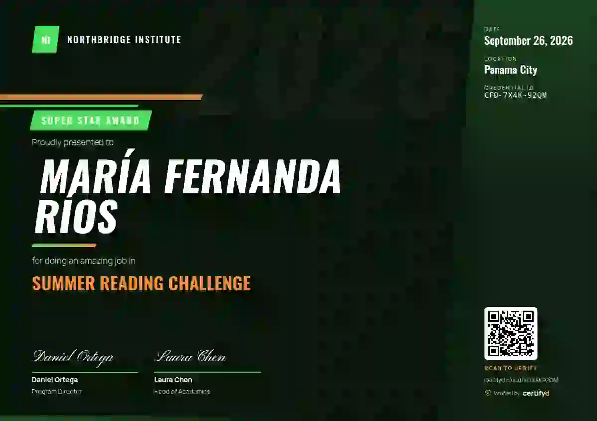 Sports Dynamic Meadow school and kids certificate template