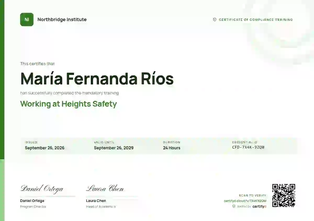 Plantilla de certificado Corporate Clean Fern de cumplimiento y seguridad