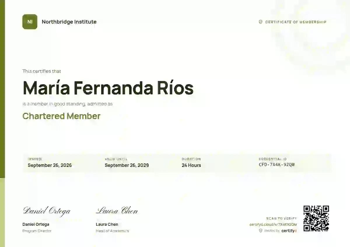 Plantilla de certificado Corporate Clean Lime de membresía