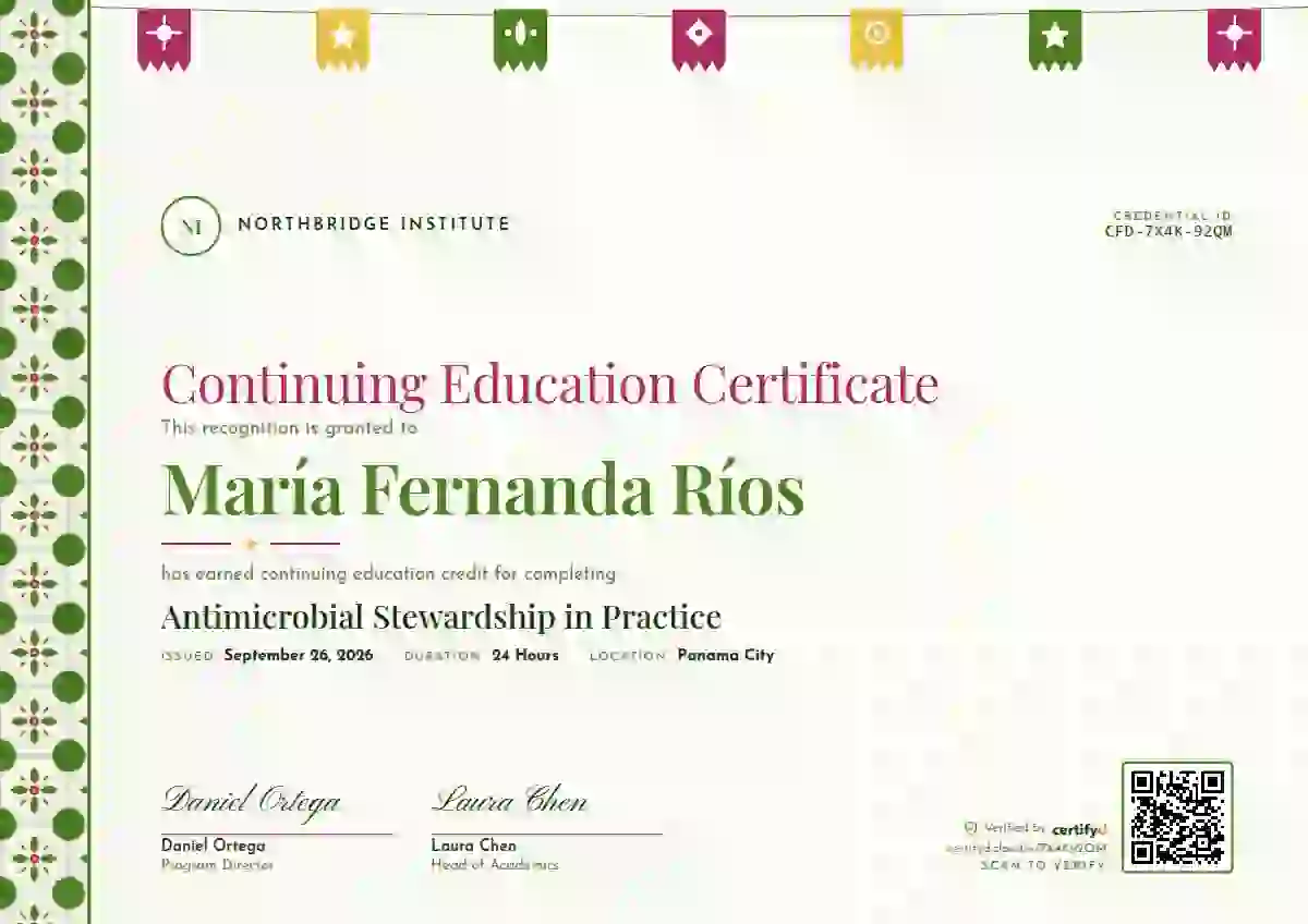 Latin Heritage Fern continuing education certificate template