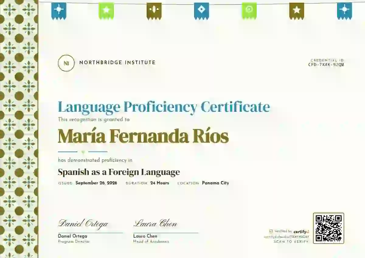 Latin Heritage Soft Marigold language proficiency certificate template