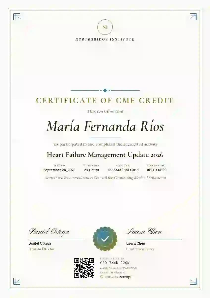 Plantilla de certificado Portrait Classic Marigold de salud y educación médica continua