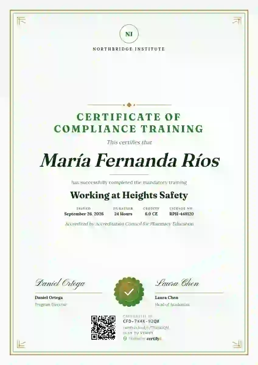 Plantilla de certificado Portrait Classic Meadow de cumplimiento y seguridad