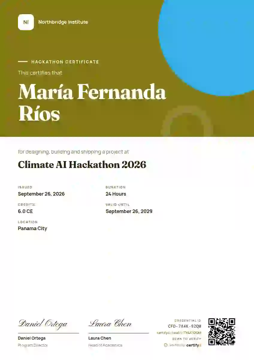 Portrait Modern Marigold hackathon certificate template