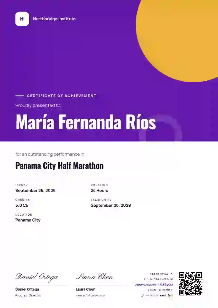 Portrait Modern Amethyst sports certificate template