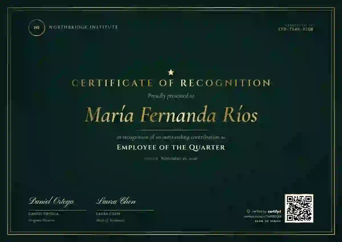Luxury Foil employee recognition certificate template