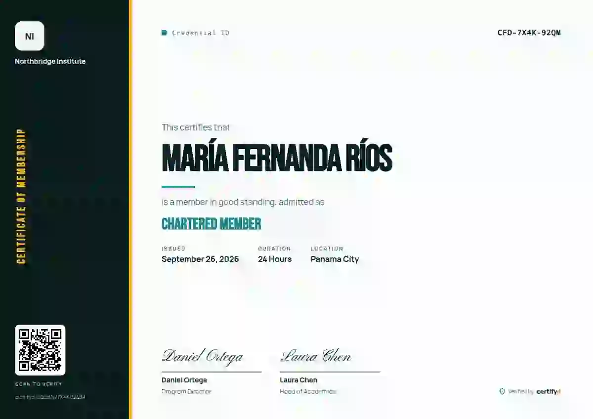 Plantilla de certificado Vertical Sidebar Lagoon de membresía