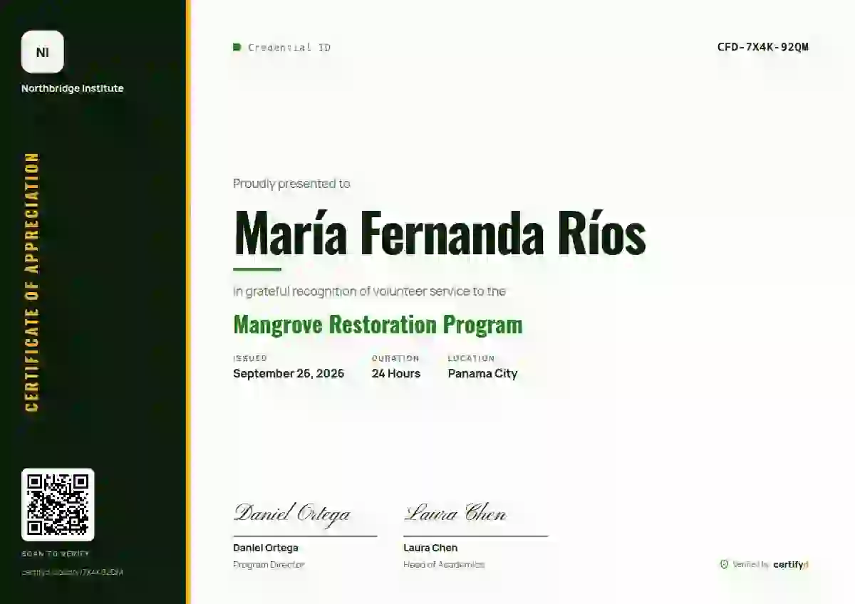 Vertical Sidebar Meadow volunteer appreciation certificate template