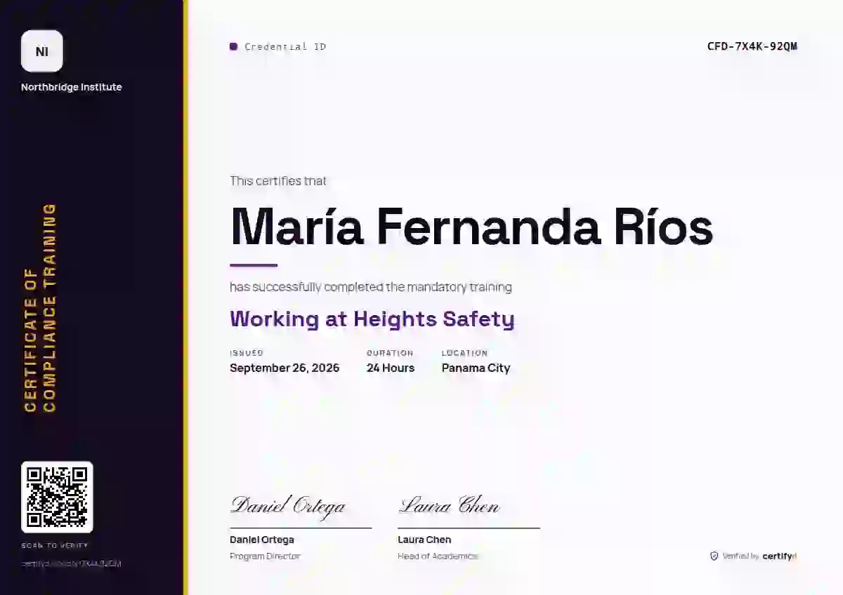Vertical Sidebar Amethyst compliance and safety certificate template