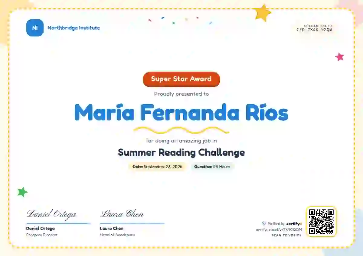 Playful school and kids certificate template