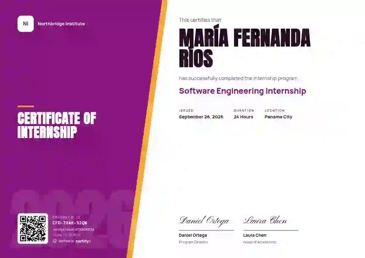 Split Panel Fuchsia internship certificate template