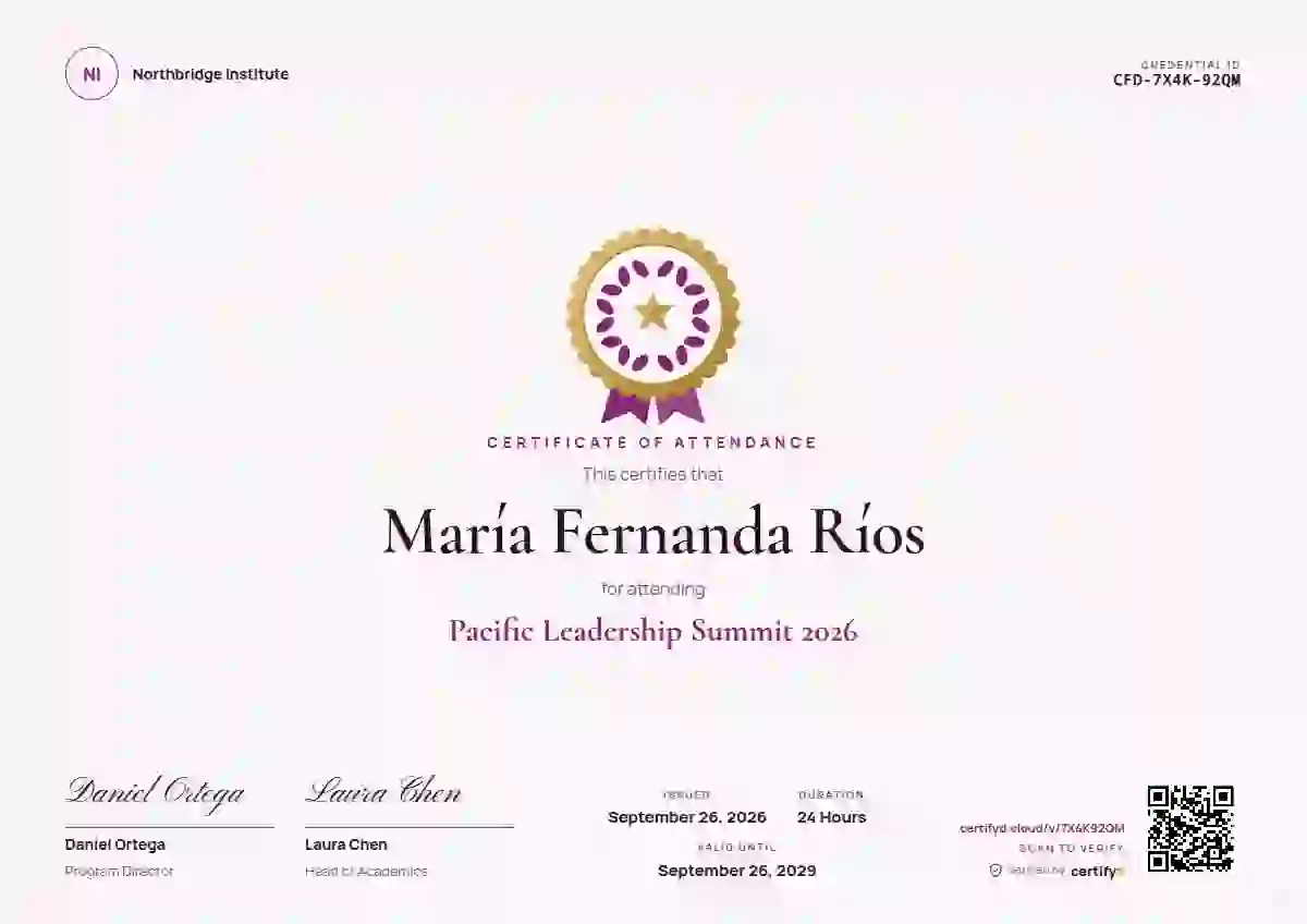Medallion Magenta event attendance certificate template