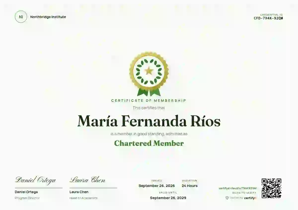 Medallion Fern membership certificate template