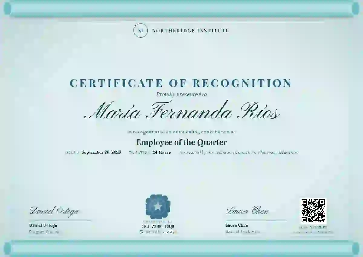 Scroll Parchment Cerulean employee recognition certificate template