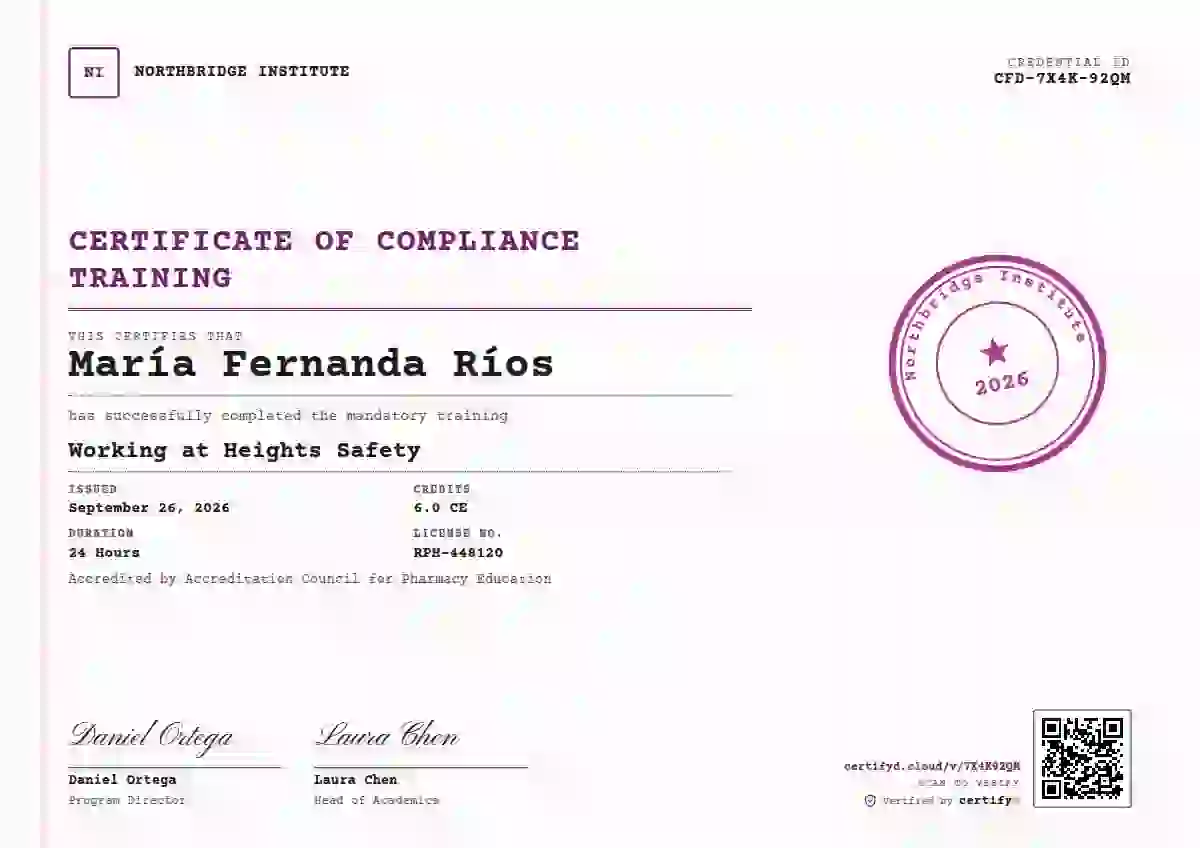 Rubber Stamp Fuchsia compliance and safety certificate template
