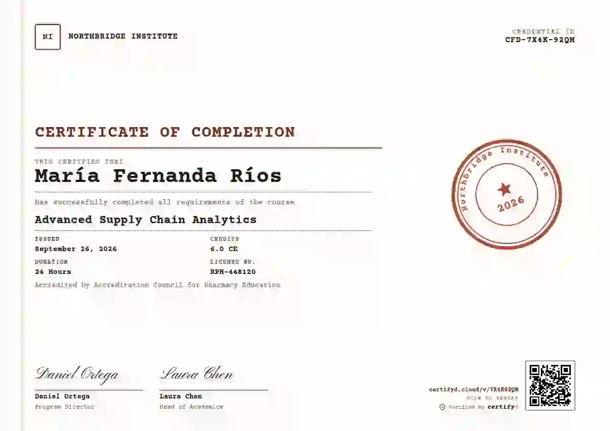 Plantilla de certificado Rubber Stamp Vermilion de finalización de curso