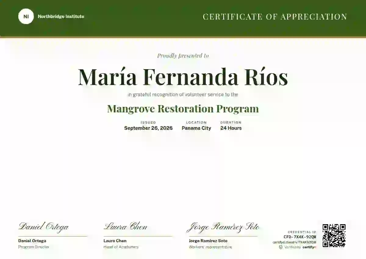 Triple Signature Fern volunteer appreciation certificate template