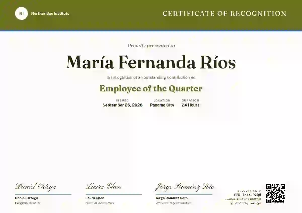 Plantilla de certificado Triple Signature Lime de reconocimiento a colaboradores