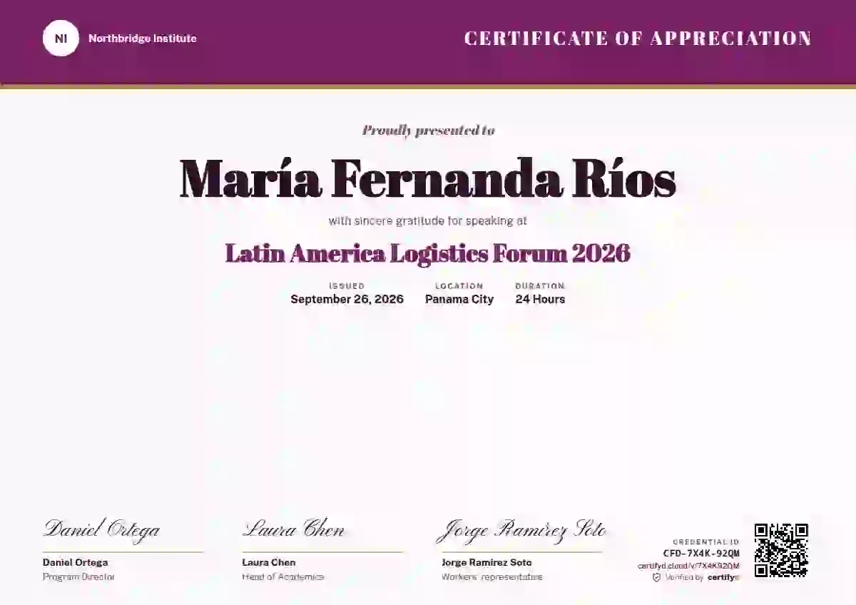 Plantilla de certificado Triple Signature Magenta de ponente de conferencia