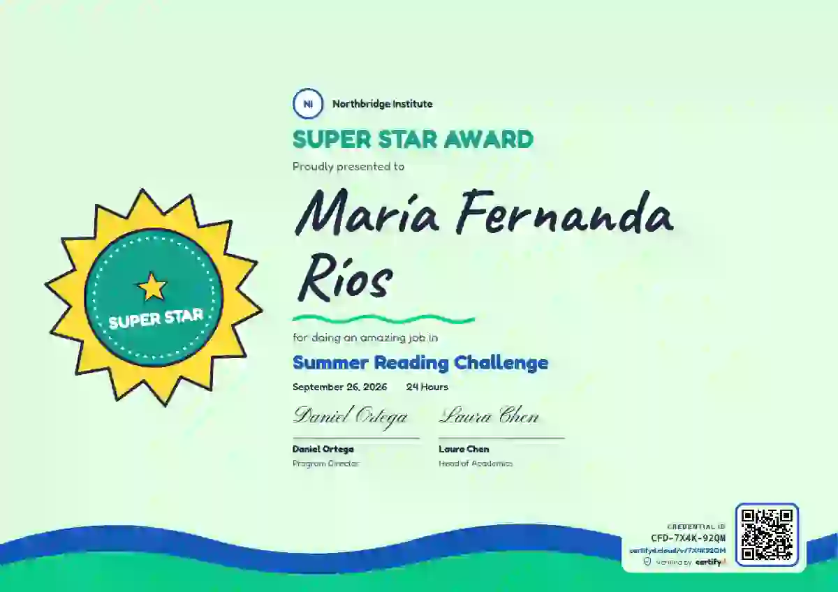 Plantilla de certificado Kids Achievement Seafoam de escuela y niños