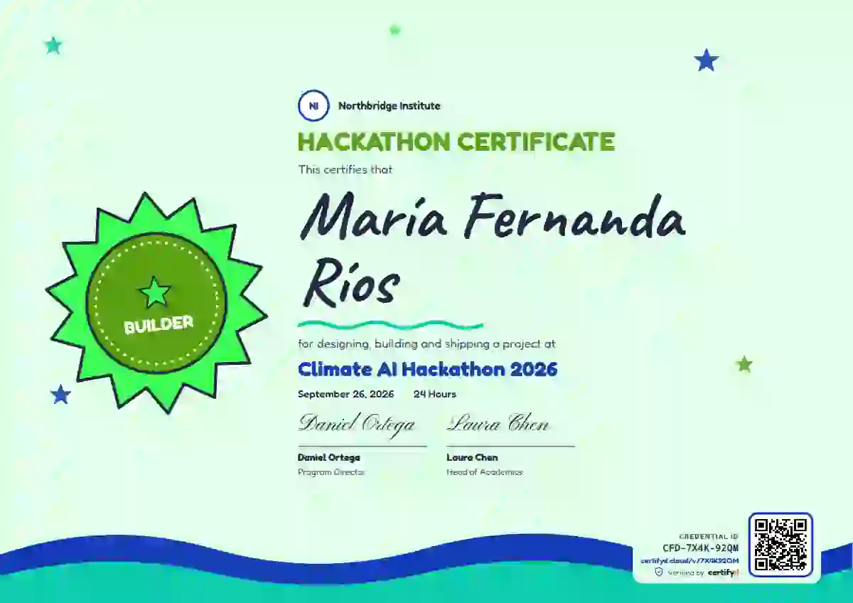 Plantilla de certificado Kids Achievement Fern de hackatón