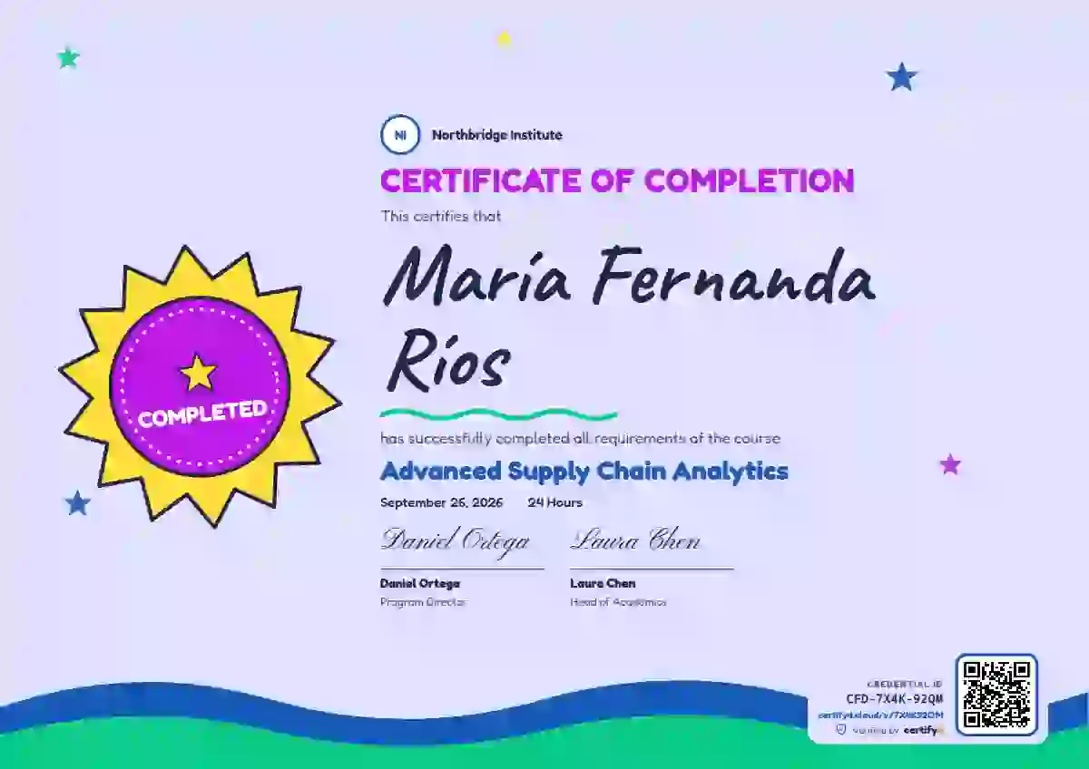 Kids Achievement Orchid course completion certificate template