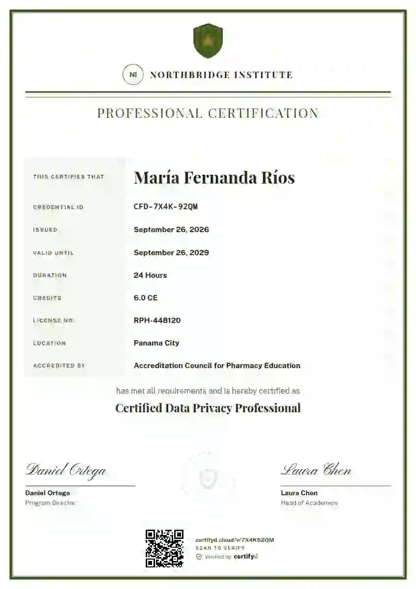 Civic Ledger Fern professional certification certificate template