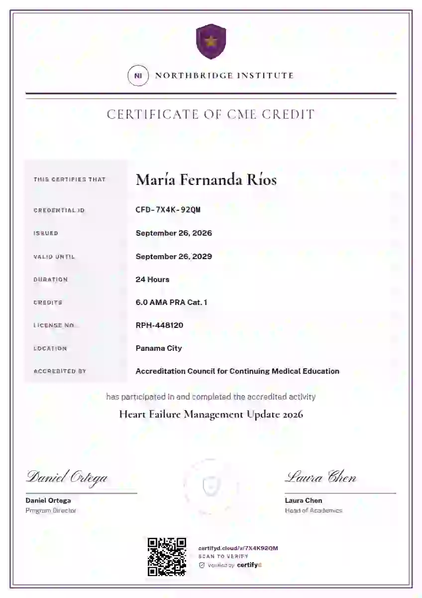 Plantilla de certificado Civic Ledger Orchid de salud y educación médica continua