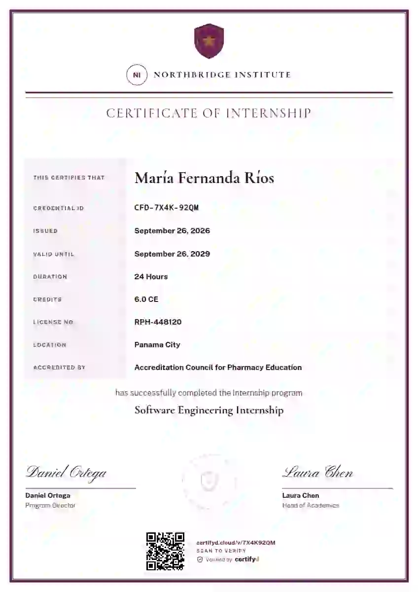 Civic Ledger Magenta internship certificate template