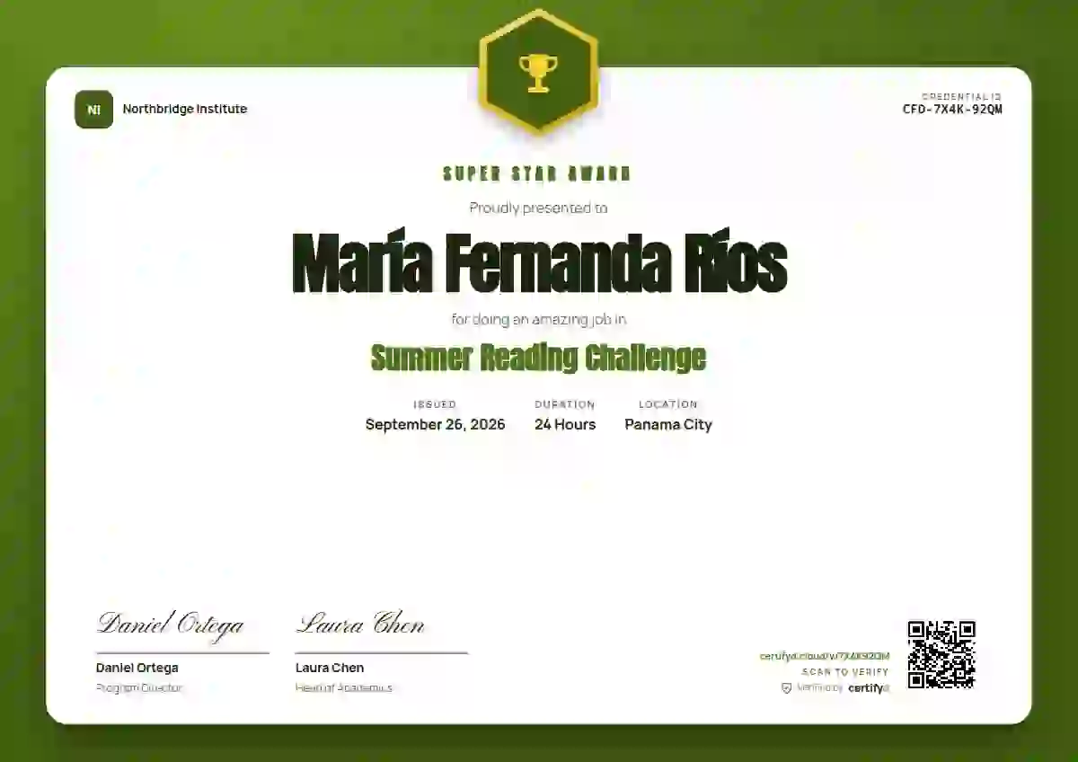 Icon Badge Lime school and kids certificate template
