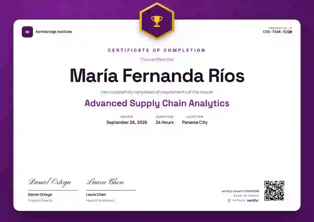 Icon Badge Orchid course completion certificate template