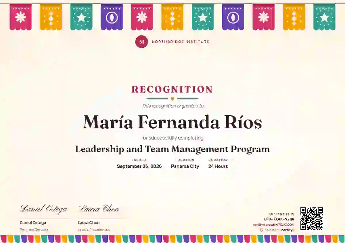 Papel Picado latin america certificate template