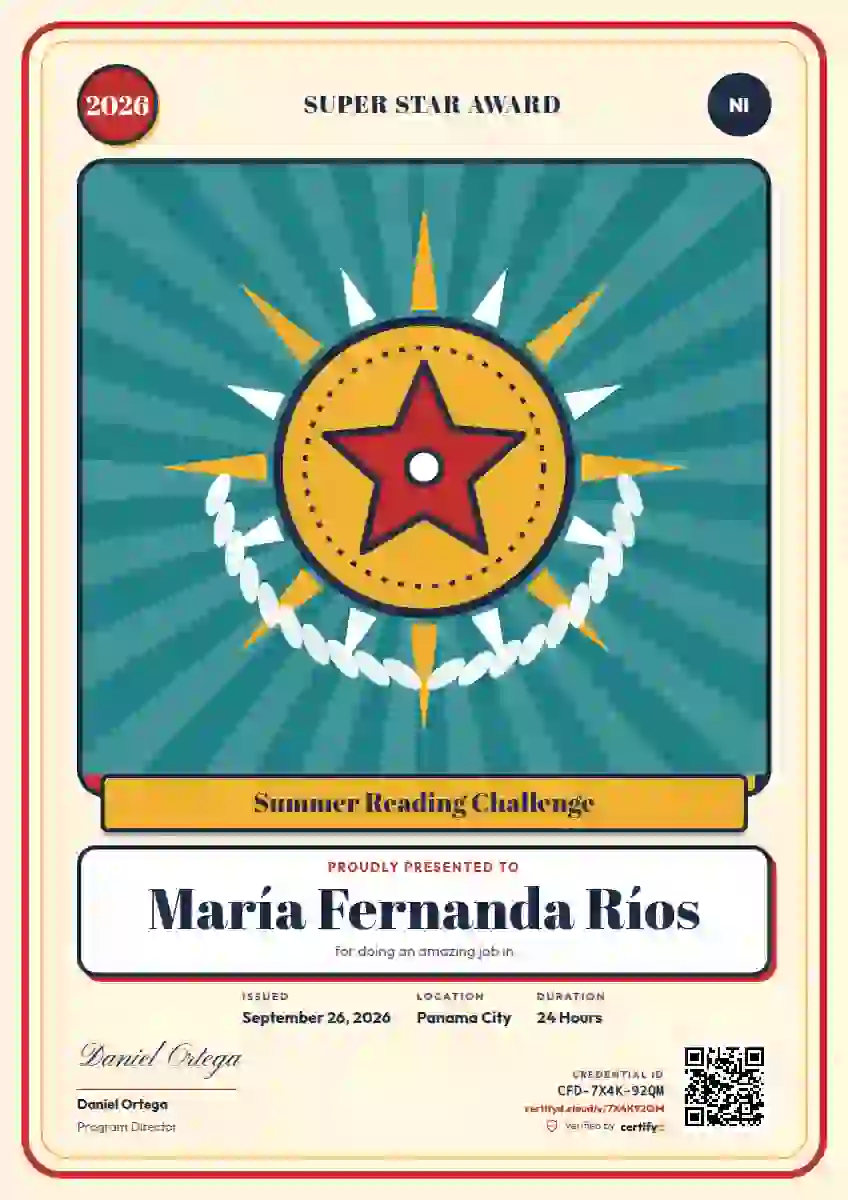 Plantilla de certificado Loteria Card de escuela y niños
