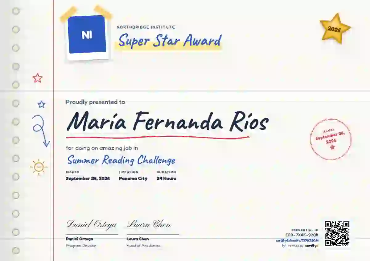 Notebook Page school and kids certificate template