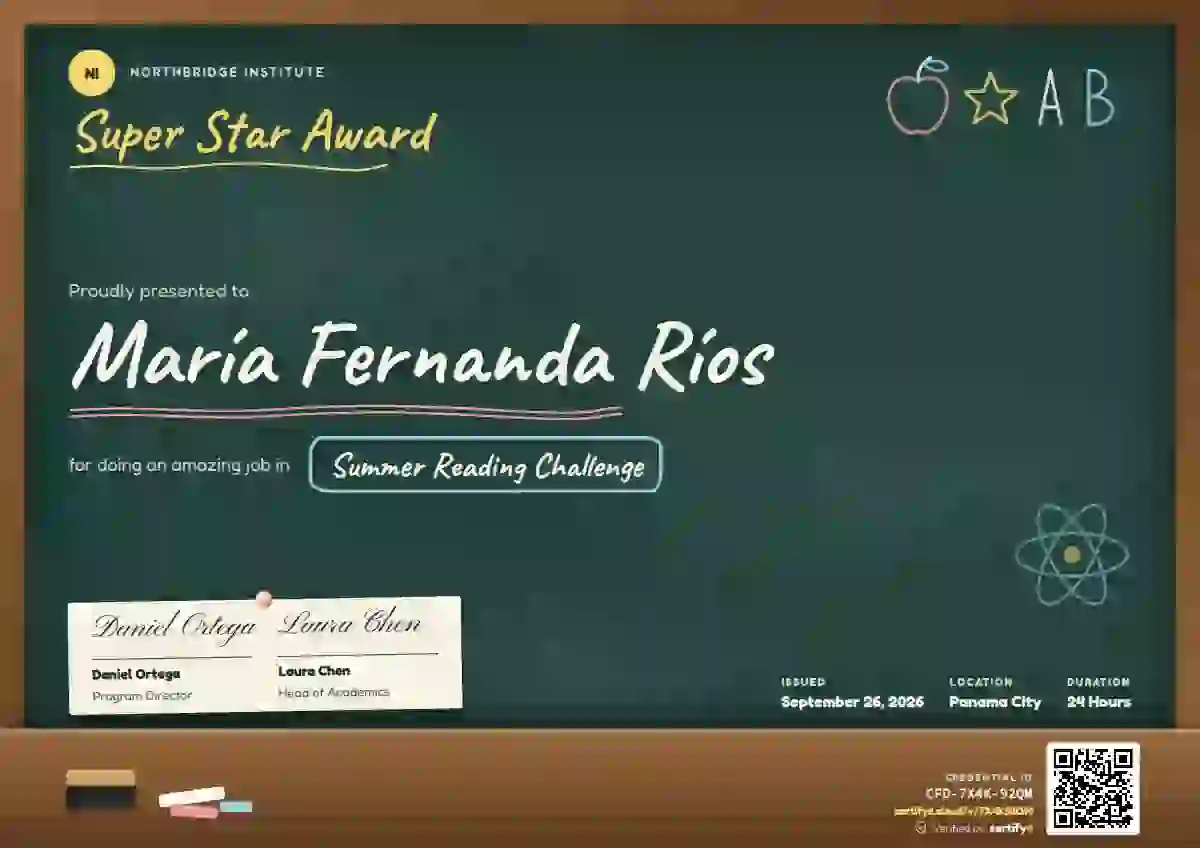 Chalkboard school and kids certificate template