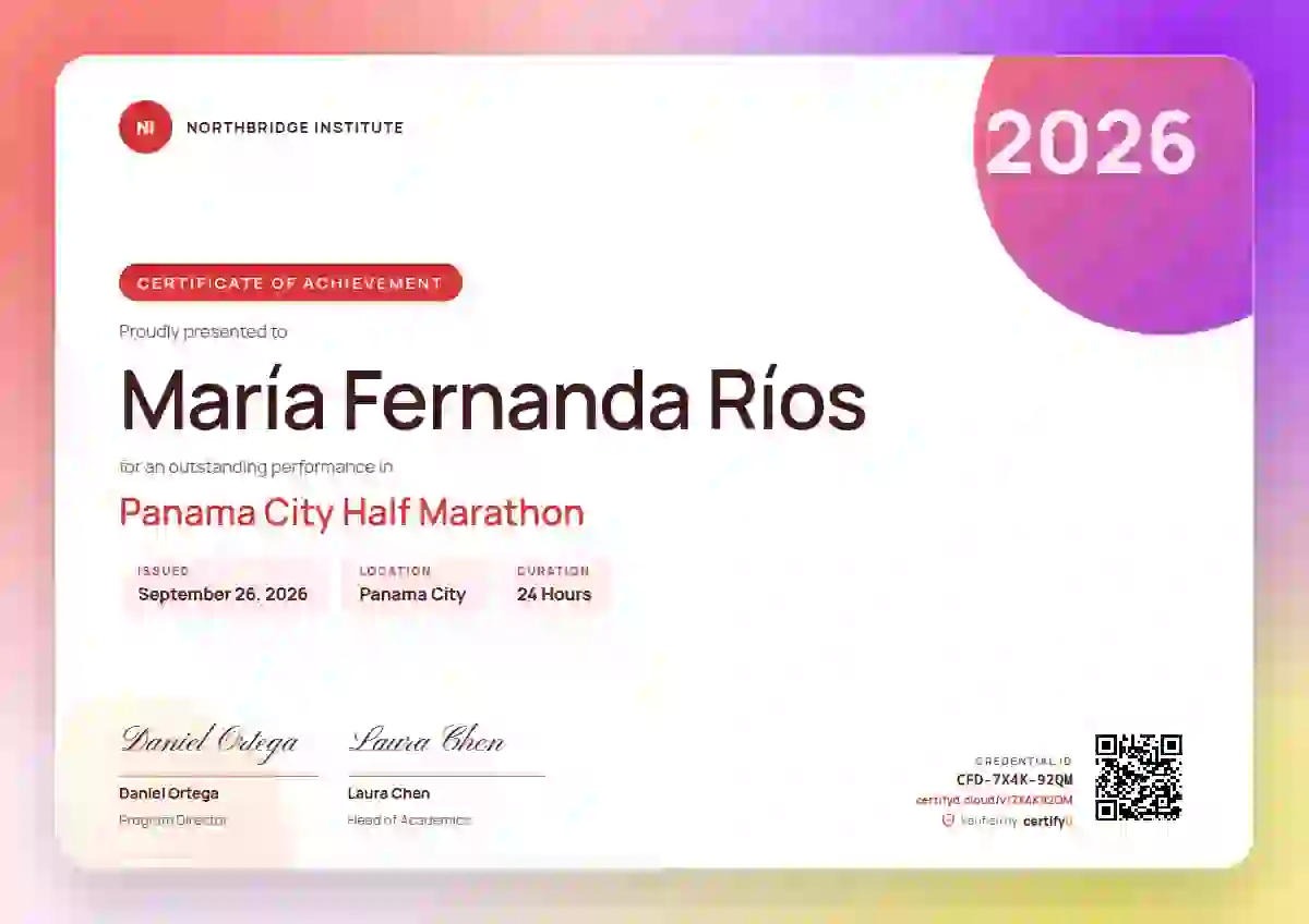 Aurora Gradient Scarlet sports certificate template