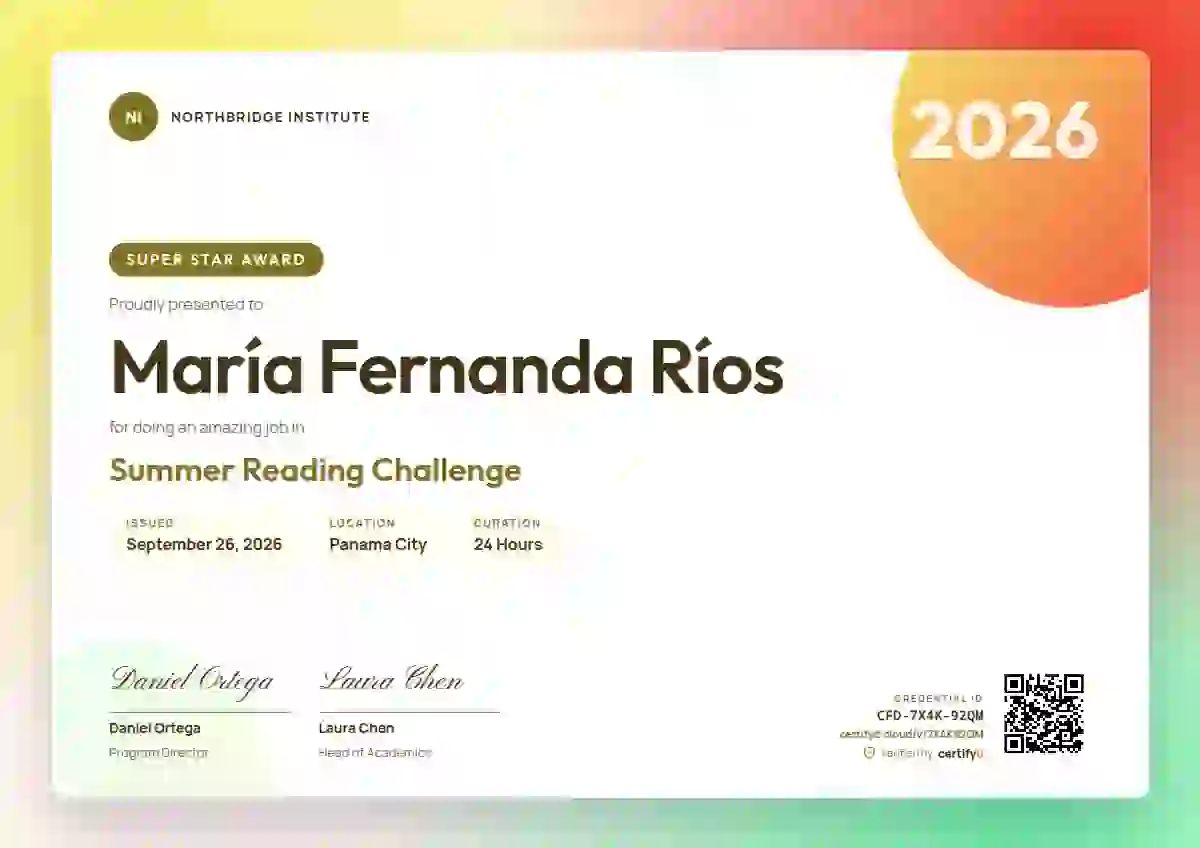 Aurora Gradient Marigold school and kids certificate template