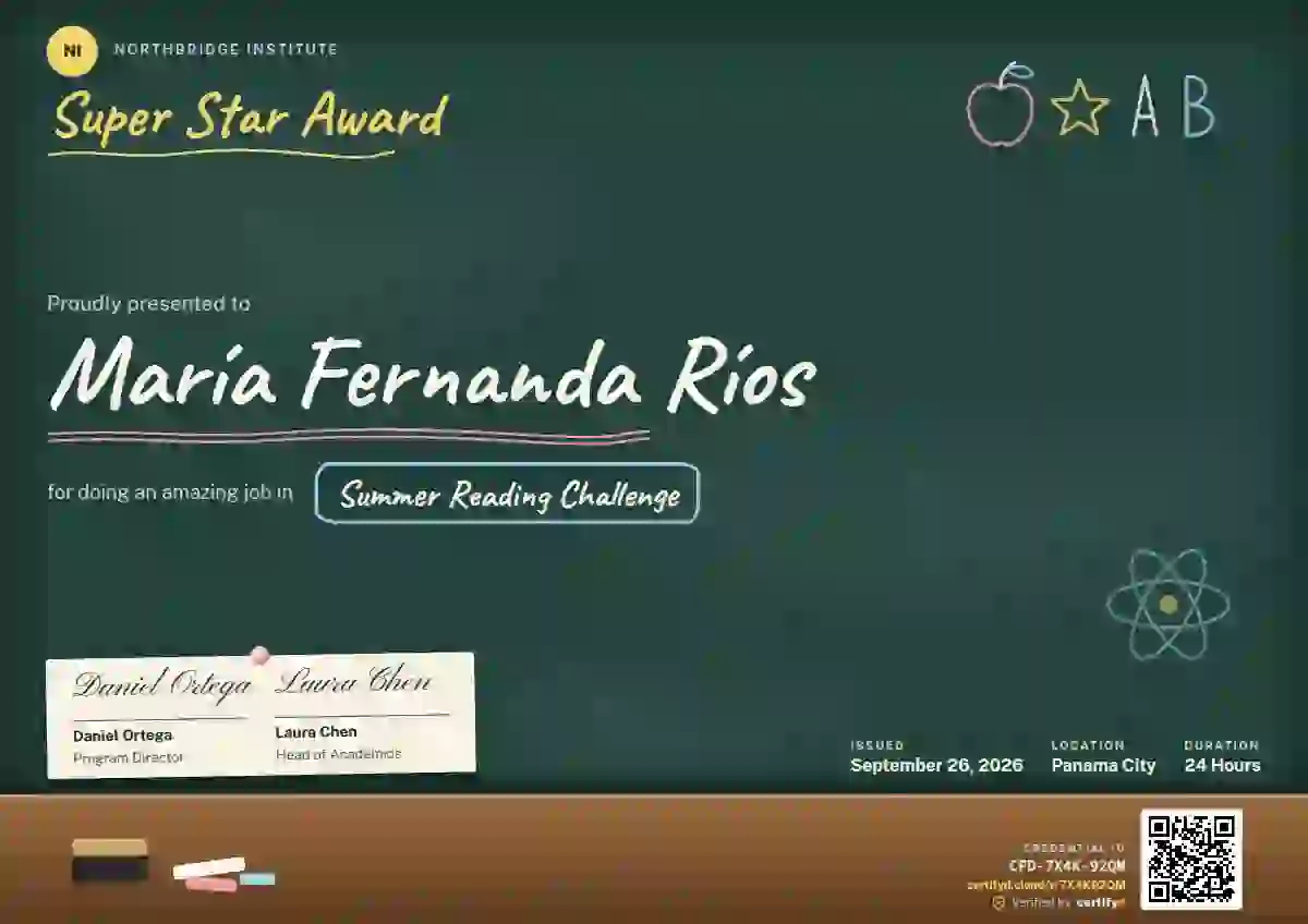 Chalkboard Marigold school and kids certificate template