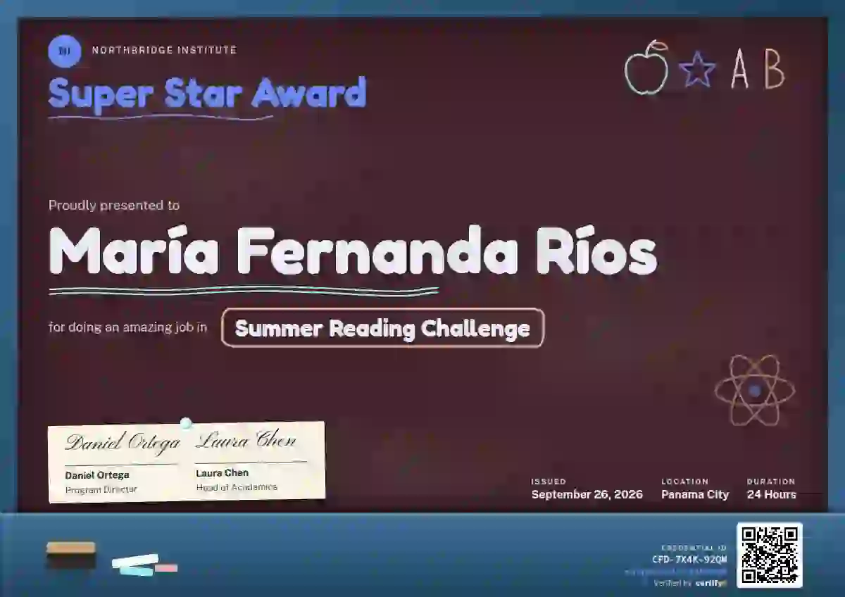 Chalkboard Sapphire school and kids certificate template