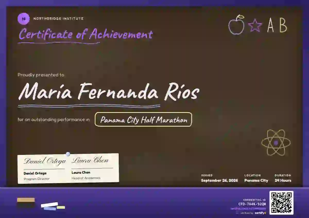 Plantilla de certificado Chalkboard Amethyst de deportes