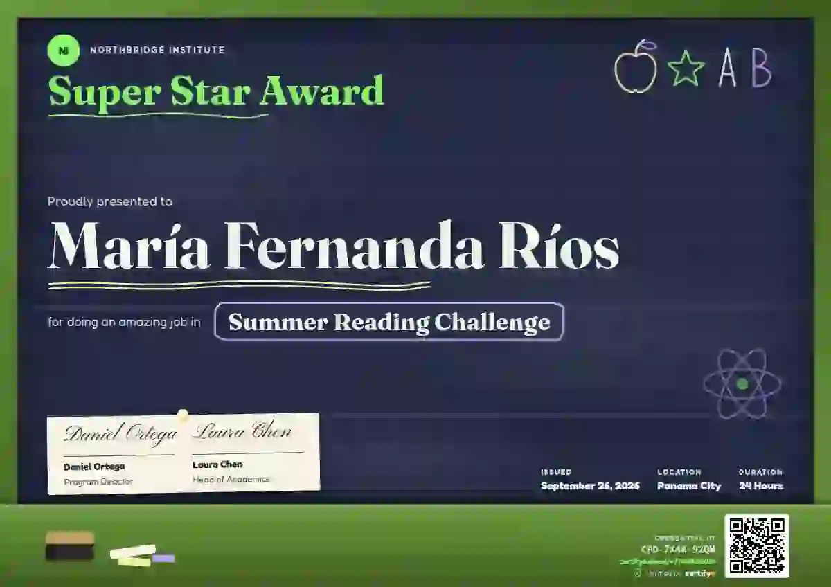 Plantilla de certificado Chalkboard Soft Fern de escuela y niños