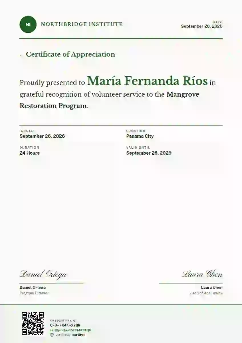 Plantilla de certificado Constancia Letter Meadow de reconocimiento a voluntarios